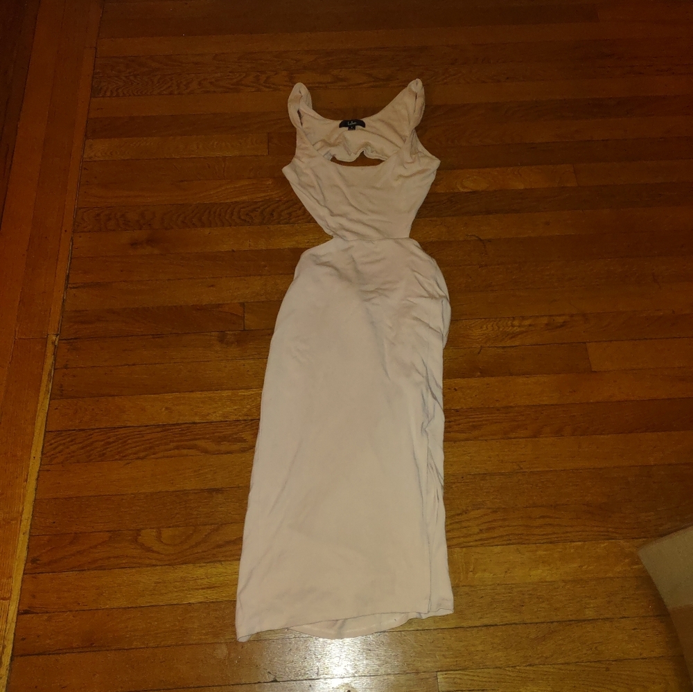 Lulus Cream White Cutout Sleeveless Bodycon Midi Dress Size Medium Going Out